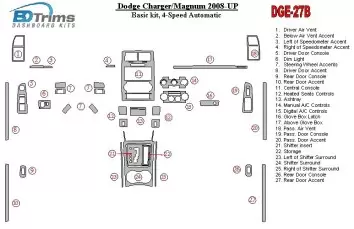 Dodge Charger 2008-UP Paquet de base BD Kit la décoration du tableau de bord - 1 - habillage decor de tableau de bord