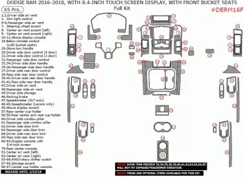 Dodge Ram 2016-2018 innenausstattung armaturendekor cockpit dekor touch Screen Display, Mit Front Bucket Seats, 65 Pcs. - 2- Coc