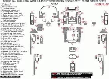 Dodge Ram 2016-2018 Cruscotto BD Rivestimenti interni touch Screen Display, With Front Bucket Seats, 65 Pcs.