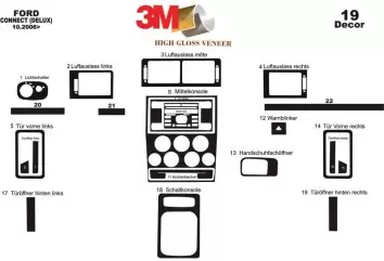 Ford Connect Delux 10.06-04.09 3M 3D Interior Dashboard Trim Kit Dash Trim Dekor 22-Parts