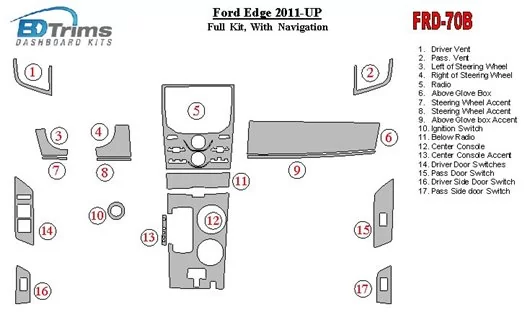 Ford Edge 2011-UP Voll Satz With NAVI BD innenausstattung armaturendekor cockpit dekor - 1- Cockpit Dekor Innenraum