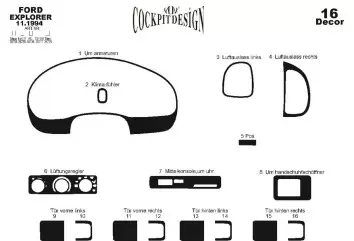 Ford Explorer 11.93-95 Mittelkonsole Armaturendekor Cockpit Dekor 16-Teilige - 2- Cockpit Dekor Innenraum