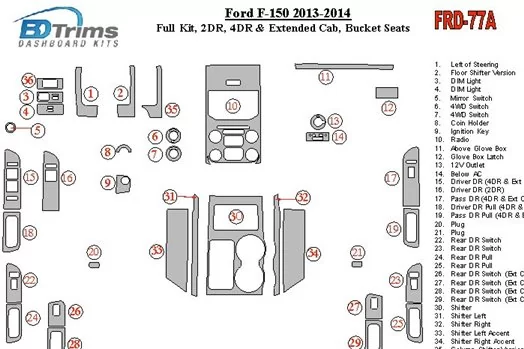 Ford F-150 2013-UP Full Set, Separated driver seats Cruscotto BD Rivestimenti interni