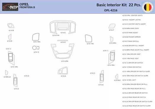 Opel Insignia 2008-2013 Mittelkonsole Armaturendekor WHZ Cockpit Dekor 22 Teilige - 1- Cockpit Dekor Innenraum