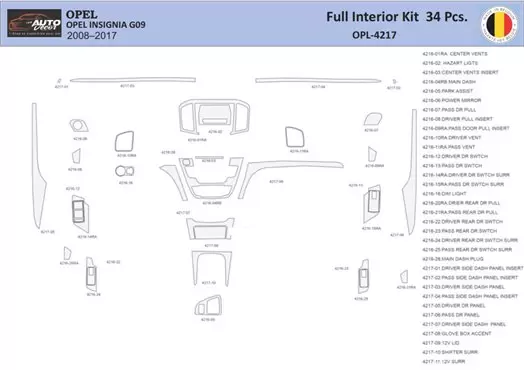 Opel Insignia 2008-2013 Inleg dashboard Interieurset aansluitend en pasgemaakt 34 Delen