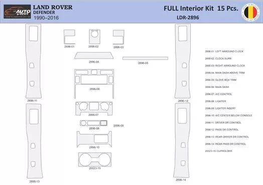 Land Rover Defender 2008 Kit la décoration du tableau de bord 15 Pièce - 1 - habillage decor de tableau de bord