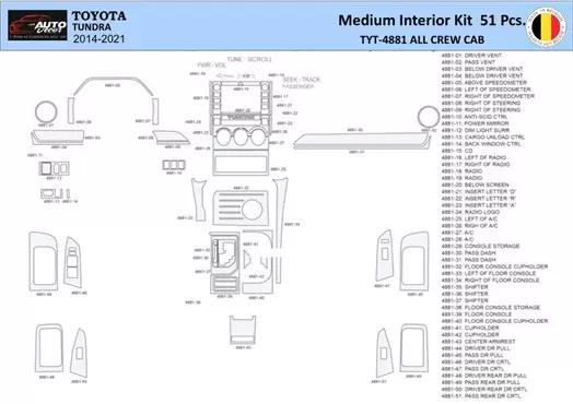 Toyota Tundra 2014-2021 Inleg dashboard Interieurset aansluitend en pasgemaakt 51 Delen