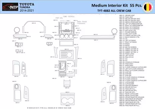 Toyota Tundra 2014-2021 Inleg dashboard Interieurset aansluitend en pasgemaakt 55 Delen