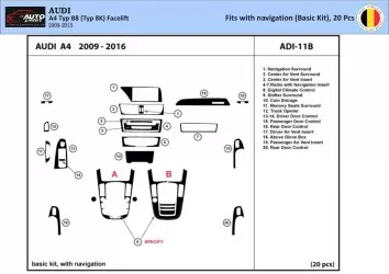 Audi A4 B8 Typ 8K 2009-2015 3D Inleg dashboard Interieurset aansluitend en pasgemaakt op he 20-Parts