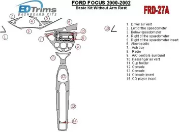 FORD Ford Focus 2000-2002 Basic Set, Without Armrest, 2&4 Doors, 14 Parts set Interior BD Dash Trim Kit €51.99