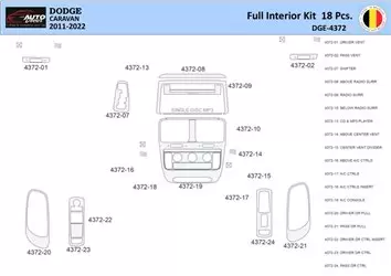 Dodge Caravan 2008-2016 Inleg dashboard Interieurset aansluitend en pasgemaakt 18 Delen