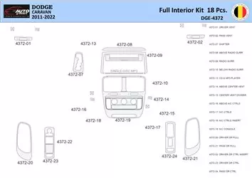 Dodge Caravan 2008-2016 Interior WHZ Dashboard trim kit 18 Parts