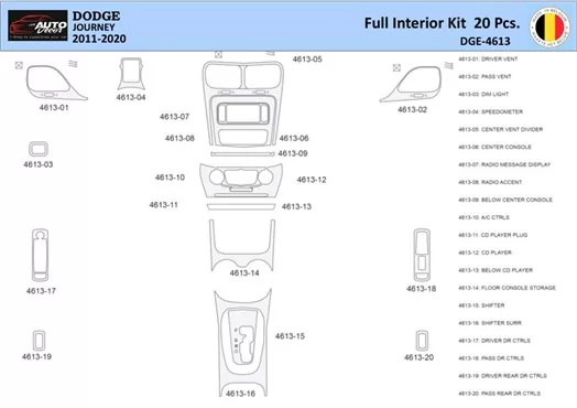 Dodge Journey 2011-2022 Interior WHZ Dashboard trim kit 20 Parts Dodge Journey 2011-2022 Interior WHZ Dashboard trim kit 20 Parts