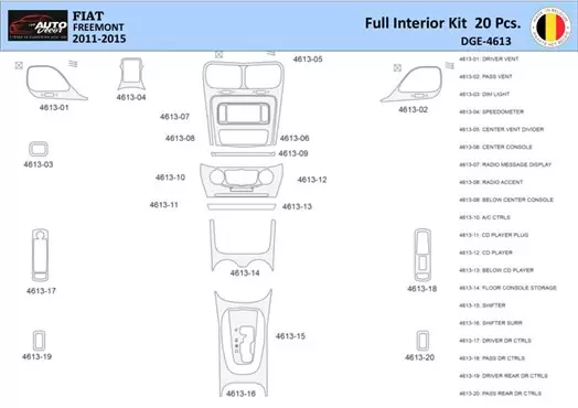 Fiat Freemont 2011-2015 Mittelkonsole Armaturendekor WHZ Cockpit Dekor 20 Teilige - 1- Cockpit Dekor Innenraum
