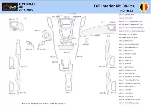 Hyundai i40 2011-2015 Mittelkonsole Armaturendekor WHZ Cockpit Dekor 30 Teilige - 1- Cockpit Dekor Innenraum