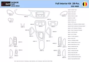 Dodge Dart PF 2012-2016 Interior WHZ Dashboard trim kit 28 Parts