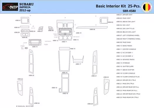 Subaru Impreza 2012 Mittelkonsole Armaturendekor WHZ Cockpit Dekor 25 Teilige - 1- Cockpit Dekor Innenraum