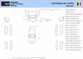 Subaru Legacy-Outback 2010 Interior WHZ Dashboard trim kit 19 Parts