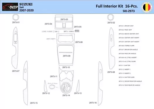 Suzuki SX4 2007 Kit la décoration du tableau de bord 16 Pièce - 1 - habillage decor de tableau de bord