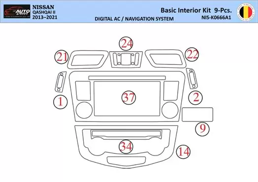 Nissan Qashqai 2018 Kit la décoration du tableau de bord 9 Pièce - 1 - habillage decor de tableau de bord