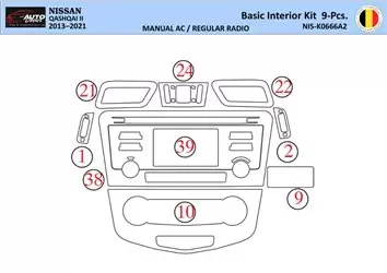 Nissan Qashqai 2018 Interieur WHZ Dashboard inbouwset 9 onderdelen