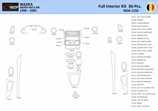 Mazda MX5 2000 Kit la décoration du tableau de bord 30 Pièce - 1 - habillage decor de tableau de bord