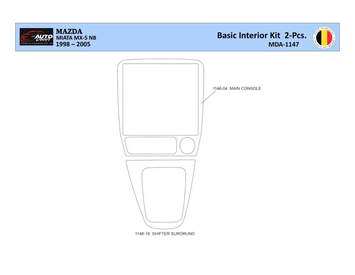 Mazda MX5 2000 Inleg dashboard Interieurset aansluitend en pasgemaakt 2 Delen