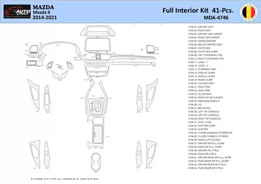 Mazda 6-2014-2021 Interior WHZ Dashboard trim kit 41 Parts