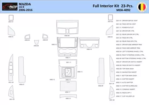 Mazda CX9 TB 2006-2016 Inleg dashboard Interieurset aansluitend en pasgemaakt 23 Delen