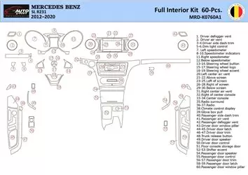 Mercedes SL R231 2012 Mittelkonsole Armaturendekor WHZ Cockpit Dekor 60 Teilige - 2- Cockpit Dekor Innenraum