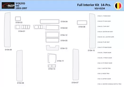 Volvo 940 1993-1997 Interni WHZ Kit rivestimento cruscotto 14 pezzi