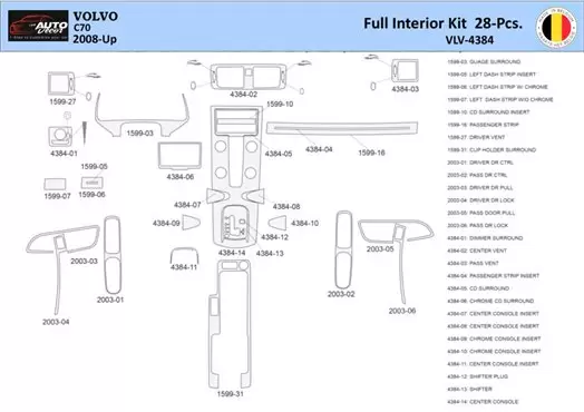 Volvo C70 2008 Mittelkonsole Armaturendekor WHZ Cockpit Dekor 28 Teilige - 1- Cockpit Dekor Innenraum