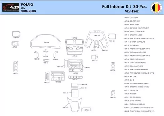 Volvo S80 2004-2006 Innenraum WHZ Armaturenbrettverkleidungssatz 30 Teile