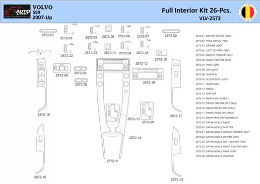 Volvo S80 2007 Innenraum WHZ Armaturenbrettverkleidungssatz 26 Teile