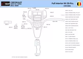 Chevrolet Aveo T300 2012–2020 Mittelkonsole Armaturendekor WHZ Cockpit Dekor 20 Teilige - 1