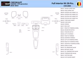 Chevrolet Camaro 2010-2015 Inleg dashboard Interieurset aansluitend en pasgemaakt 30 Delen