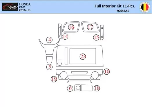 Honda CR-V 2016-2022 Interior WHZ Dashboard trim kit 15 Parts