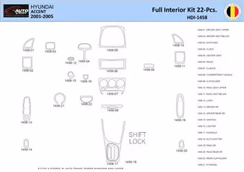 Hyundai Accent 2001-2005 Inleg dashboard Interieurset aansluitend en pasgemaakt 22 Delen