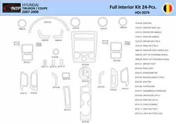 Hyunda Coupe 2007-2008 Inleg dashboard Interieurset aansluitend en pasgemaakt 24 Delen