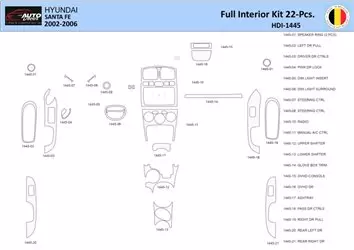 Hyundai Santa Fe 2002-2006 Inleg dashboard Interieurset aansluitend en pasgemaakt 22 Delen