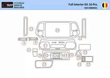 Hyundai Santa Fe 2019-2022 Interior WHZ Dashboard trim kit 21 Parts