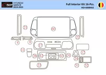 Hyundai Santa Fe 2019-2022 Interior WHZ Dashboard trim kit 31 Parts