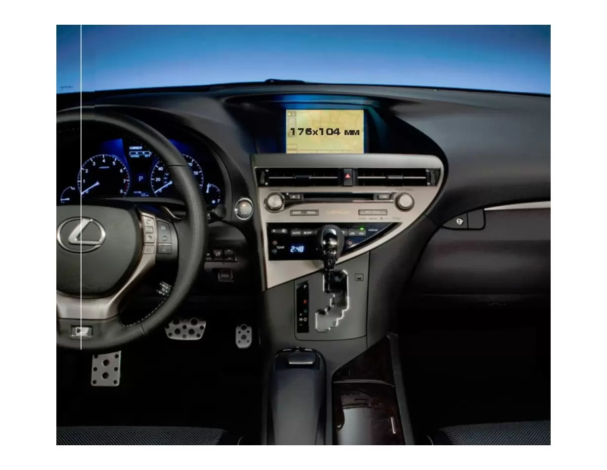Lexus RX 2012 - 2015 Multimedia 8" DisplayschutzGlass Kratzfest Anti-Fingerprint Transparent - 1- Cockpit Dekor Innenraum