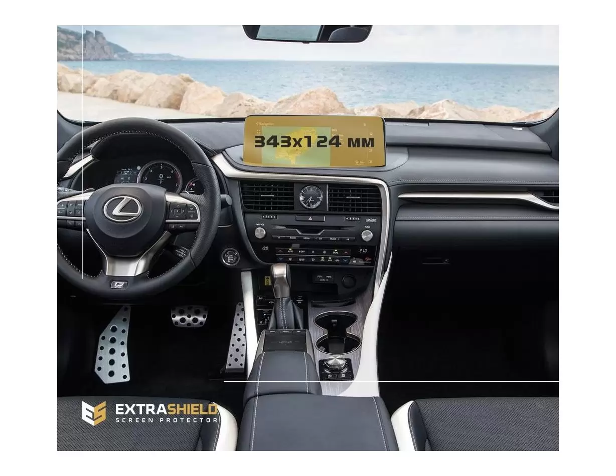 Lexus RX 2019 - Present Multimedia 12,3" DisplayschutzGlass Kratzfest Anti-Fingerprint Transparent - 1- Cockpit Dekor Innenraum