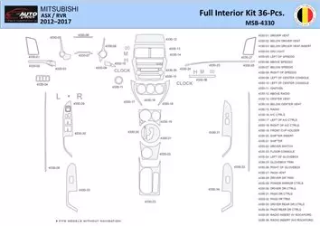 Mitsubishi ASX 2011 Interior WHZ Dashboard trim kit 36 Parts