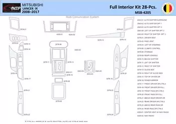 Mitsubishi Lancer-9-2007–2017 Interior WHZ Dashboard trim kit 28 Parts