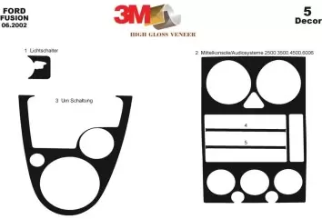 Ford Fusion 06.02 - 08.05 Kit Rivestimento Cruscotto all'interno del veicolo Cruscotti personalizzati 5-Decori