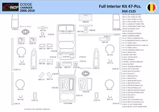 Dodge Charger LX 2006-2010 Inleg dashboard Interieurset aansluitend en pasgemaakt 47 Delen