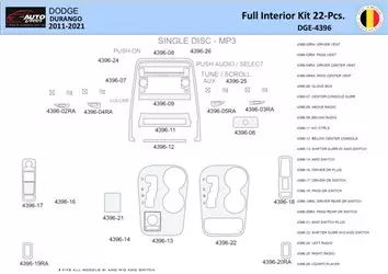 Dodge Durango WD 2011-2022 Inleg dashboard Interieurset aansluitend en pasgemaakt 22 Delen