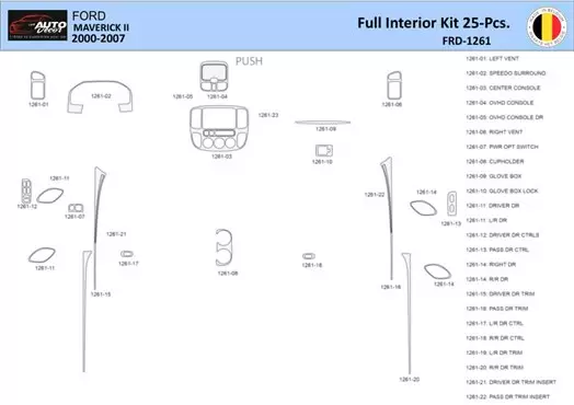 Ford Maverick II 2000-2005 Inleg dashboard Interieurset aansluitend en pasgemaakt 25 Delen